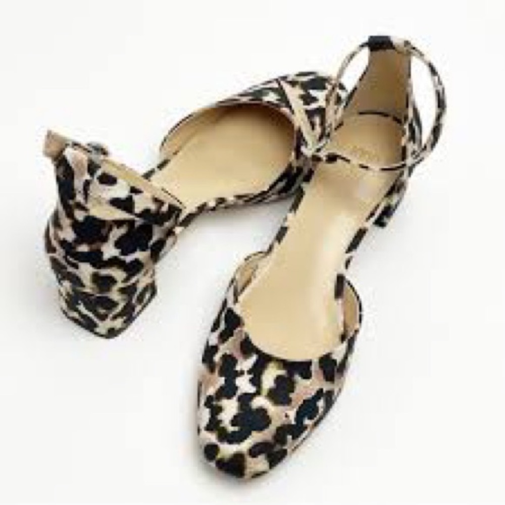 Cabi Leopard Print Ankle Strap Heels Sz 7 NWOT 1.75 inch heel.